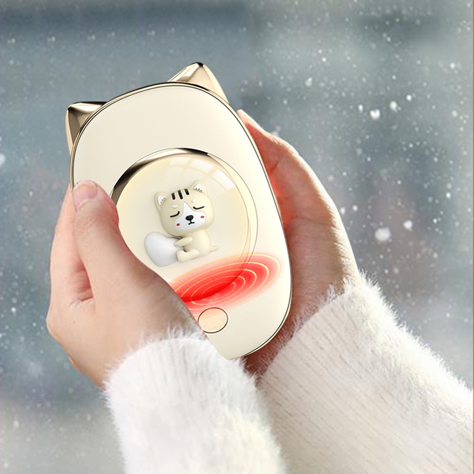 COFEST Portable Power Bank Hand Warmer with Adjustable Temperature, Night Light, and High-Capacity Battery for Camping and Gift Idea Beige
