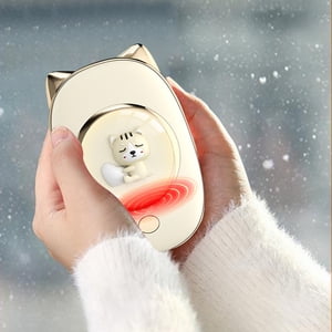 COFEST Portable Power Bank Hand Warmer with Adjustable Temperature, Night Light, and High-Capacity Battery for Camping and Gift Idea Beige