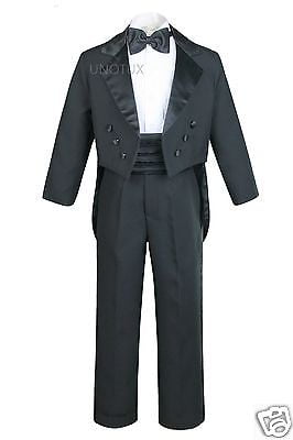 Toddler /& Boy S M L XL 2T 3T 4T-20 Black Wedding Formal Tuxedo Tail Suit 4 Baby