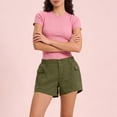 thumbnail image 5 of Wutalume Jeans for Women Plus Size Denim Shorts, Stretch Slim Fit Jean Shorts with Versatile Wash for Summer Casual Style,Green S, 5 of 5