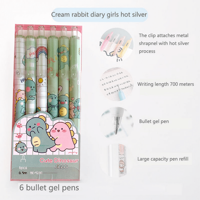 6Pcs Cute Pens Aesthetic Cartoon Astronauts 0.5 Gel Pens Fine Point Kawaii  Pens Black Ink Smooth Writing Pens Quick Dry Ink Office School Supplies for