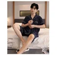 thumbnail image 3 of Cárdigan de algodón ajustado para hombre, ropa de dormir de verano para el hogar, ropa interior de manga corta para hombres jóvenes 5XL, 3 of 5
