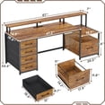 thumbnail image 2 of BAIVAKON  Home Office Desk with File Drawer & Power Outlet, 75'' Large Computer Desk with 5 Drawer, Storage Shelves, Monitor Shelf and Led Lights, 23.6" W Desktop Gaming Desk, 2 of 18