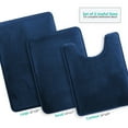 thumbnail image 3 of Set of 3 Clara Clark Bath Mat Bathroom Rug - Absorbent Memory Foam Bath Rugs - Non-Slip, Thick, Cozy Velvet Feel Microfiber Bathrug - Blue - Large 20"x32" - Small 17"x24" - Contour 24"x20", 3 of 6