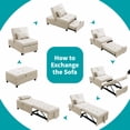 thumbnail image 6 of MUZZ 4-in-1 Convertible Sleeper Chair w/ Adjustable Backrest&Storage&Pillow,Pull Out Sofa Bed for Compact Spaces(Beige), 6 of 9