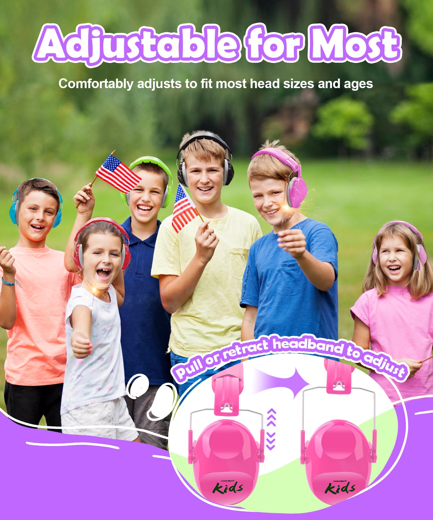 PROHEAR 032 Kids Noise Cancelling Headphones, Princess Pink photo 3