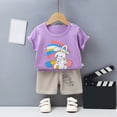 thumbnail image 2 of Summer Boys Girls 2 Piece Outfits Toddler Boy Clothes Sets Cute Summer Surf Print T-Shirt and Beach Print Shorts Outfit, 2 of 6