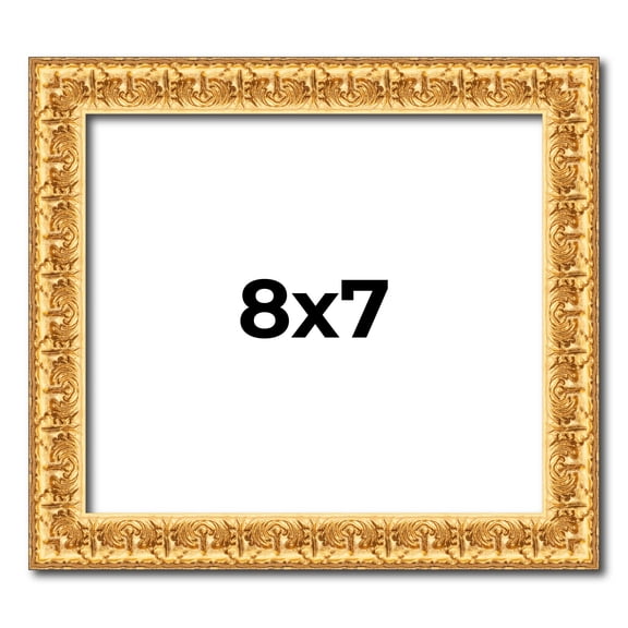 8x7 Frame Gold Real Wood Picture Frame Width 1 inches | Interior Frame Depth 0.5 inches | Edwina