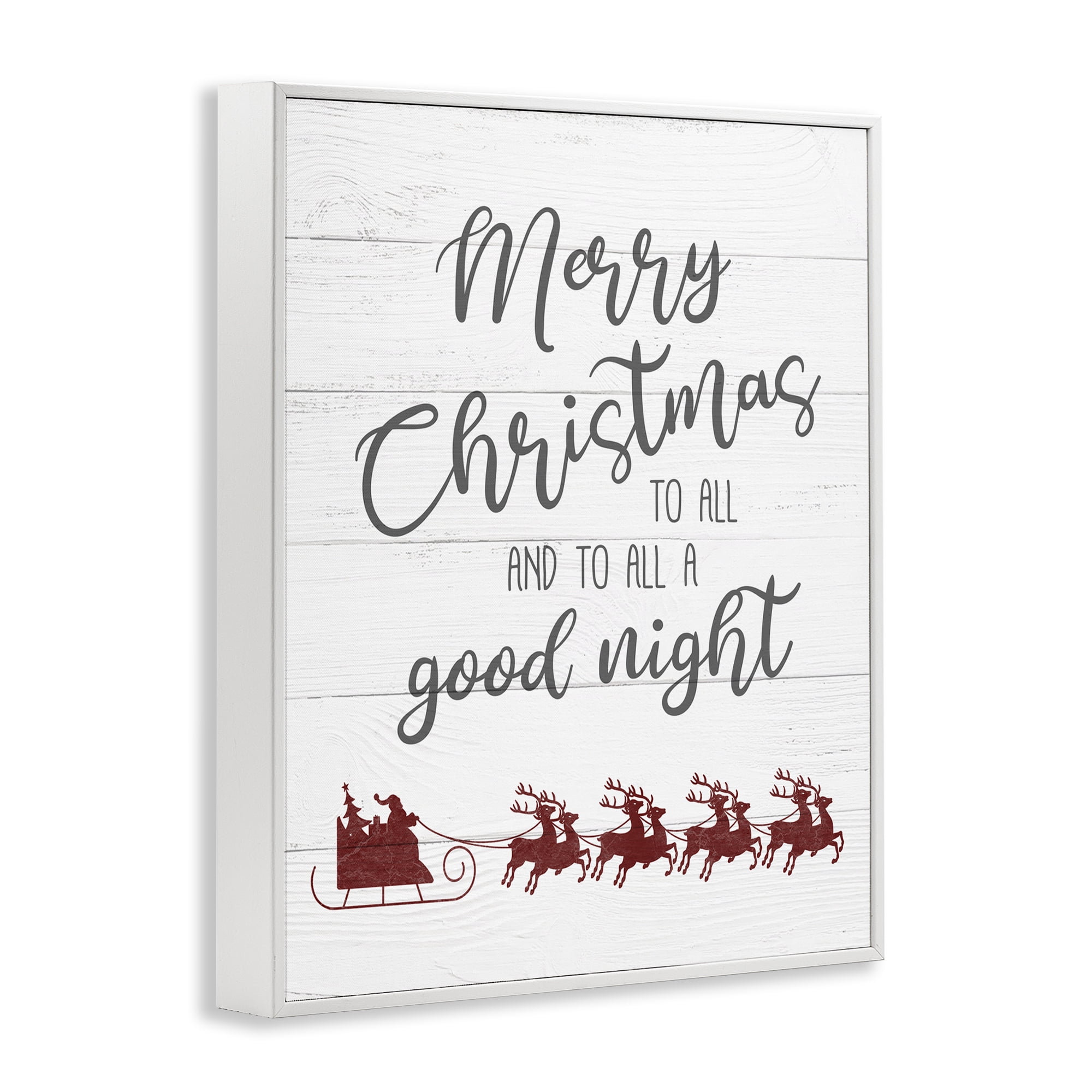 Stupell Industries To All A Good Night Christmas Holiday Painting White Framed Art Prints Wall Art, 11 x 14