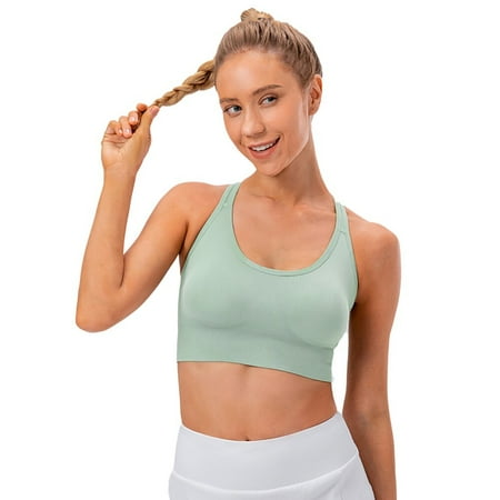 

Popvcly Ladies Fashion Sports Bra Adjustable Breasts Adjustable Removable Padded Hollow Breathable Yoga Underwear
