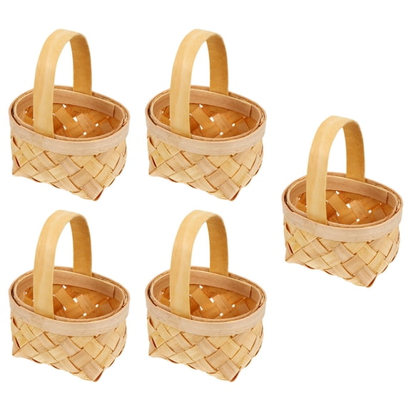 Worgeous 10 Pcs  Mini Woven Baskets with Handle Party Favors Candy Gift Holder Container for Festive