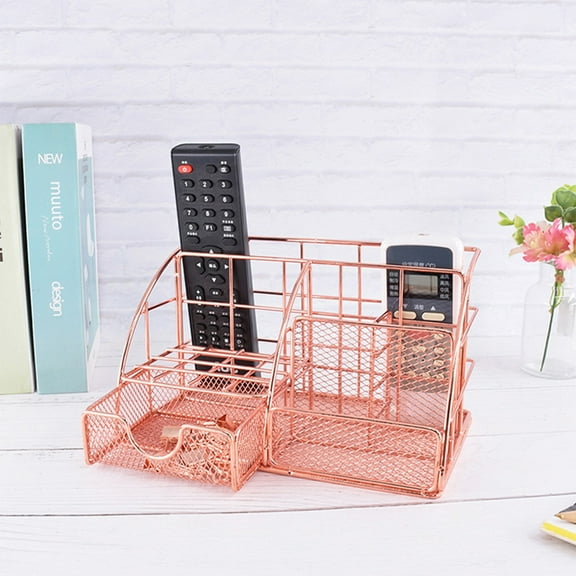 Mesh Office Supplies Accessories with Drawer for Home Office Desktop Rose
