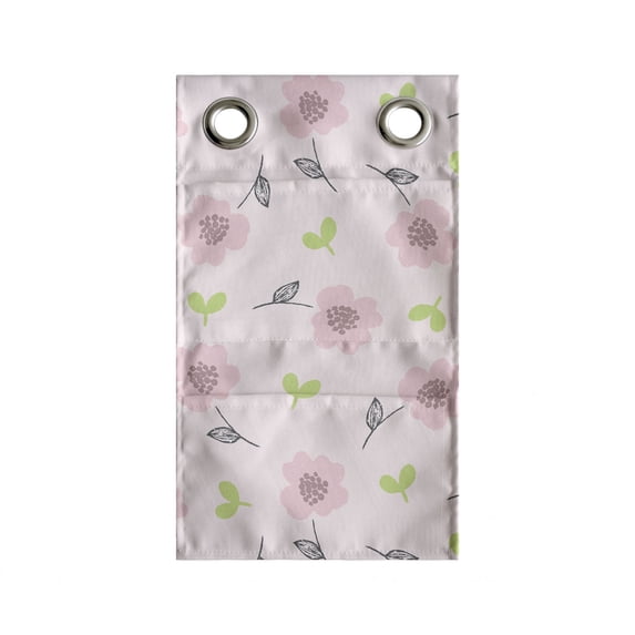 Floral Hanging Pocket Organizer, Pink Blooming Flowers Art on Pastel Background, Printed Polyester Storage Bag with Pockets, 9" x 16", Pale Pink Lime Green