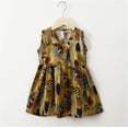 thumbnail image 3 of WEIWEN Toddler Girls Dresses Cute Flower Little Girl Sleeveless Summer Princess Dress Cotton Casual Beach Sundress 2 3 4 5 6 7 8 9T Gold, 4-5 Years, 3 of 3