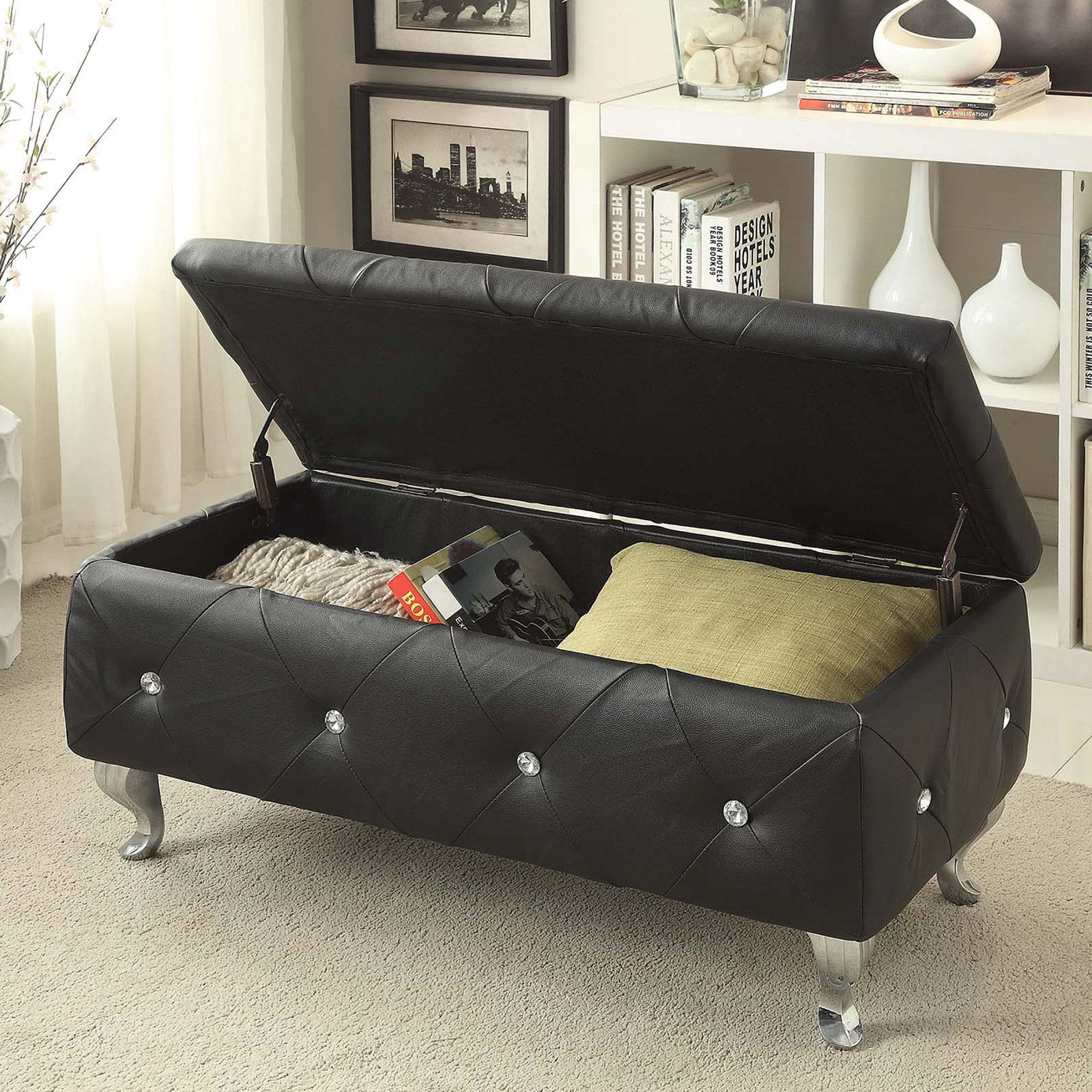 Christies Home Living Crystal Tufted Storage Bench - Walmart.com