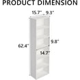 thumbnail image 5 of 6 Cube Open Shelf Bookcase, 62in Tall Dresser for Bedroom Storage Organizer Chest for Closet Bedside Nursery Laundry Living Room Entryway Hallway, 15.75*9.25*62.36 in Display Standing Shelf, 5 of 7