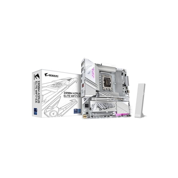 Aorus Ultra Durable Z890M A ELITE WF7 ICE Carte Mère de Bureau de Jeu - Jeu de Puces Intel Z890 - Socket LGA-1851 - Micro ATX (z890maoruselitewifi7ICE)