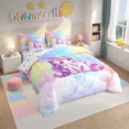 thumbnail image 3 of Erosebridal Cute Unicorn Bed In A Bag Queen Size, Initial Printed M Bed Set, Rainbow Galaxy Bedding Queen Size, Microfiber Bedroom Decorative,7-Piece Reversible, 3 of 5