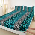 thumbnail image 3 of Homewish Cyan Leopard Print Full Size Sheets for Women, Modern Zebra Cheetah Print Bed Sheets, Fashion Abstract Sheet Sets, Breathable Home Decor, 4pcs, 3 of 7