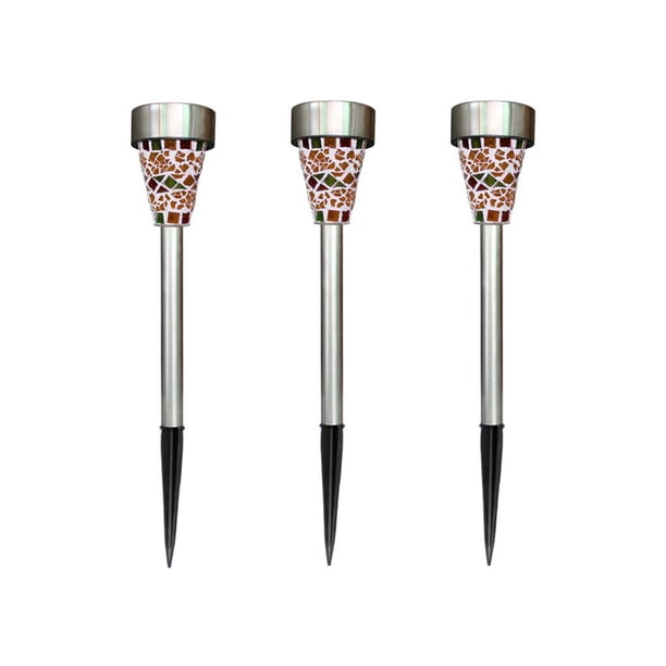 Ounissouiy Luces de jardín solares Mosaico decorativo al aire libre Luces de camino de vidrio LED Luces de paisaje solar de LED blancas a prueba de agua Iluminación y accesorios No.1 Ounissouiy HA026415-01