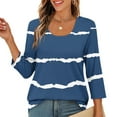 thumbnail image 6 of fatyb 3/4 Length Sleeve Tops for Women Striped Crew Neck Casual Tshirts Print Womens Loose Blouses Tee, 6 of 9