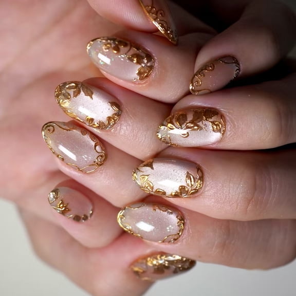 Glossy Glitters Fake Nails On Nails Cats Eyes Acrylic Fake Nails Gel Polished Glues on Nails 24Pcs