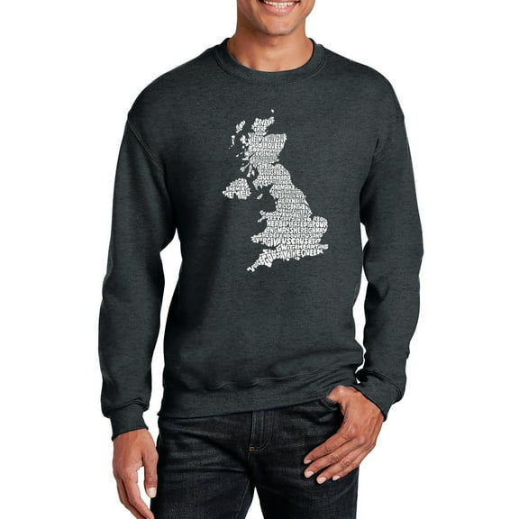 LA Pop Art Men's Word Art Crewneck Sweatshirt - GOD SAVE THE QUEEN
