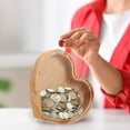 thumbnail image 3 of TUOBARR Wooden Bank Heart Shaped Coin Bank Wooden Money Box Frame Wood Toys Money Saving Bank For Birthday Gift, 3 of 5