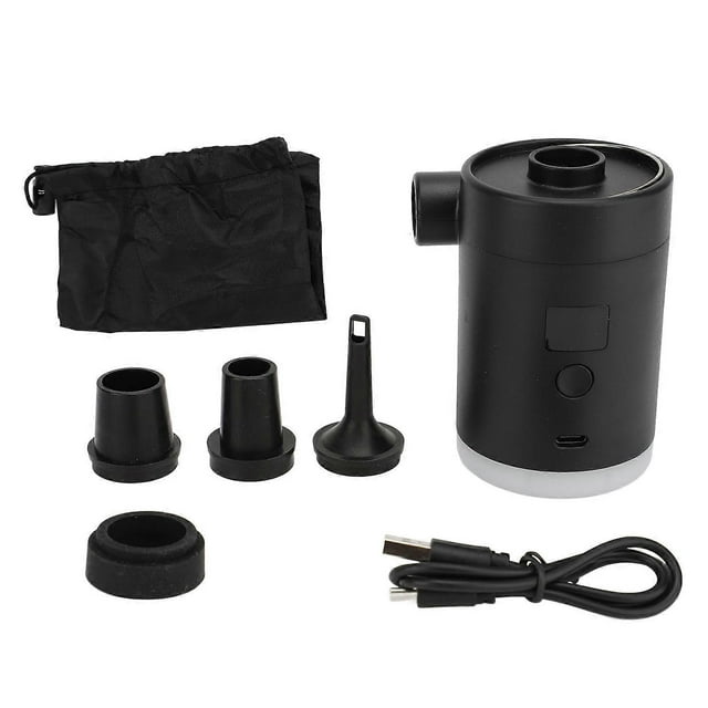 Mini gonfleur électrique portable et rechargeable avec écran LED et éclairage pour matelas, noir