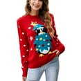 thumbnail image 3 of Suéter navideño para mujer, suéter de punto navideño para mujer, suéter navideño, suéter de punto navideño, rendimiento sólido, 3 of 8