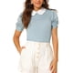 thumbnail image 1 of INSPIRAR CHIC Blusa de Mujer Vintage con Cuello Peter Pan, Manga Corta con Contraste, Talla L Azul, 1 of 7
