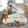 thumbnail image 3 of Round Rug 3.3Ft Washable Non-Slip, Rabbits Pine Cone Circle Area Rugs for Living Room Bedroom, Sweet Home Texture Rustic Leaf Retro Beige Indoor Floor Mats Carpet Runner for Home Decor Aesthetic, 3 of 8