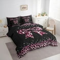 thumbnail image 3 of Castle Fairy Cheetah Print Bowtie Bedding Comforter Set,Black Pink Queen Bedding Sets, 3 of 8