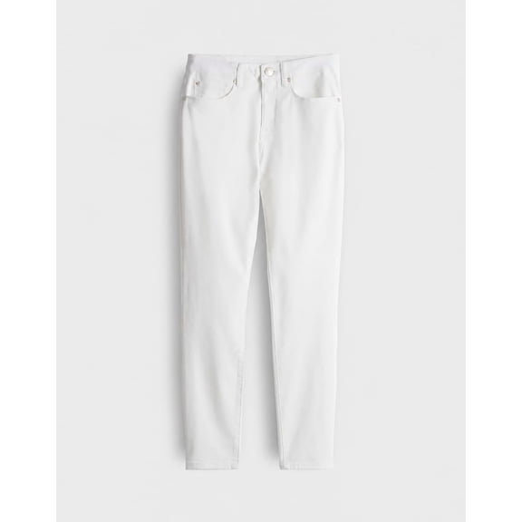 Blue White Women's High Waisted Slim Fit Jeans, White, Size XS