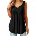 thumbnail image 3 of URMAGIC Women's Plus Size Henley V Neck Button Tunic Tops Sleeveless Swing Flowy Shirts, 3 of 5