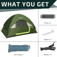 thumbnail image 5 of Golabs CT1 2 Person Camping Tent, 3 Min Easy Setup, PU1500mm Waterproof, Lightweight 4.4lbs Portable Tent with Carry Bag&Interior Storage Pockets &Hook,Green, 5 of 7
