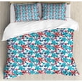 thumbnail image 1 of Birds King Size Duvet Cover Set, Illustration of a Summer Garden with Flourishing Flowers on Branches and Little Birds, Decorative 3 Piece Bedding Set with 2 Pillow Shams, Multicolor, by Ambesonne, 1 of 3