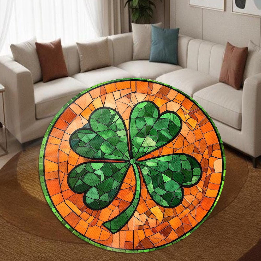 Round Area Rug, Four Non-Slip Floor Mat, Soft Washable Carpet for Living Room Bedroom Decor 71 Inch