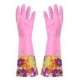 thumbnail image 4 of Winter Fleece Lined Rubber Cleaning Gloves with Floral Cuff, Non-Slip Thickened Cotton Lined Gloves for Dishwashing Laundry, Waterproof Kitchen Cleaning Gloves for Bathroom Daily Use, 17in, Pink, 4 of 6