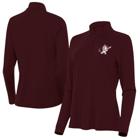 Women's Antigua Maroon Mississippi State Bulldogs Intent Swinging Bully Quarter-Zip Pullover