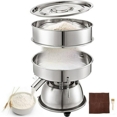 Automatic Sieve Shaker Included 40 Mesh Plus 60 Mesh Flour Sifter Electric Vibrating Sieve Machine 110V 50W Sifter Shaker Machine 1150 r&min for Flours