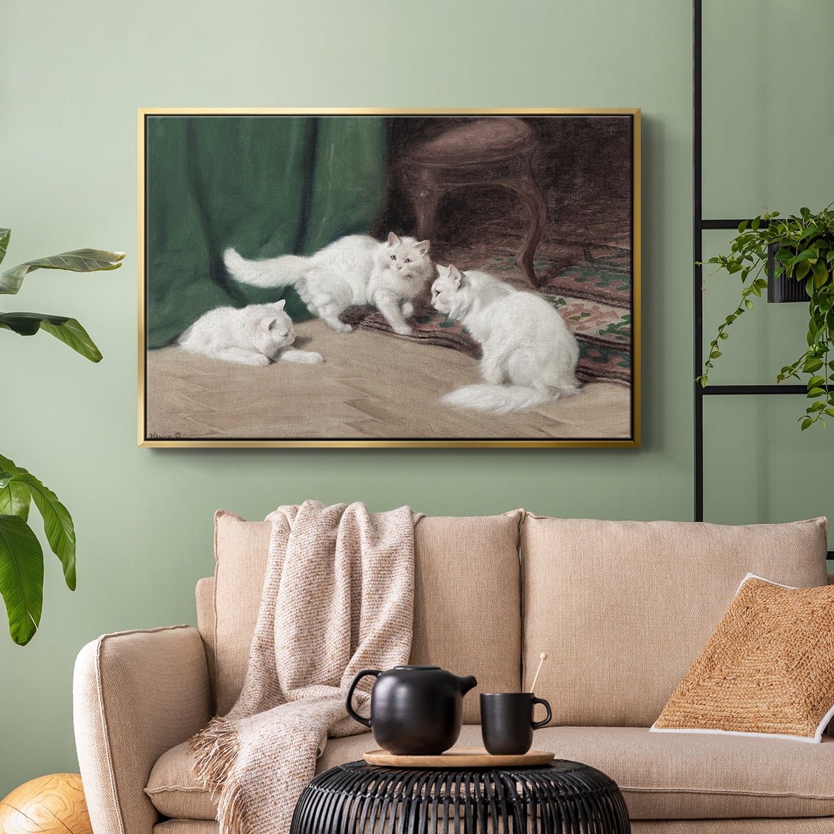 Vintage Animal Print-VI By Wexford Home Framed in Gold Wood Gallery Wrapped Canvas 17 in. x 25 in.