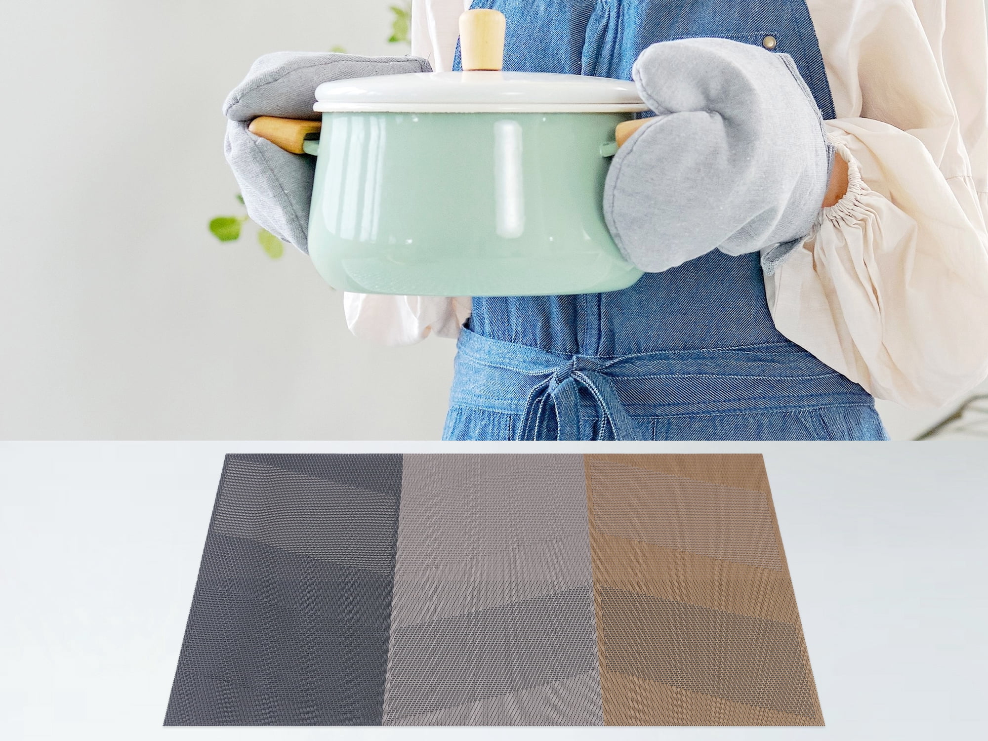 Unique Bargains Set of 6 Placemats for Dining Table Decor Wipeable Table Mat Brown