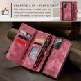 thumbnail image 4 of For Samsung Galaxy Note 20 Wallet Case,Multi-Functional Retro Leather Purse Flip Cover Zipper Wallet Case with Removable Card Slots Pocket & Detachable Wrist Strap Magnetic Phone Case, Red, 4 of 9