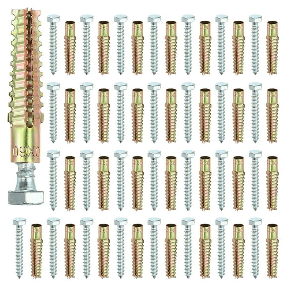 Uxcell 30 Pcs Ancrages Muraux Creux avec Vis, 0.31 x 2.52 Pieds' Kit d'Ancrages Muraux en Acier Robuste, Ancrages Muraux pour Béton, Multicolore