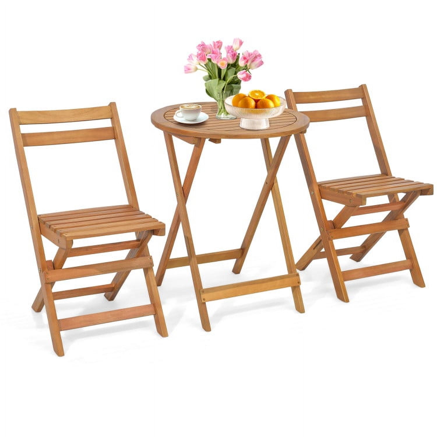 Aimee Lii 3 Pieces Folding Patio Bistro Set with Slatted Tabletop, Outdoor Patio Furniture Aimee Lii 3 Pieces Folding Patio Bistro Set with Slatted Tabletop, Outdoor Patio Furniture