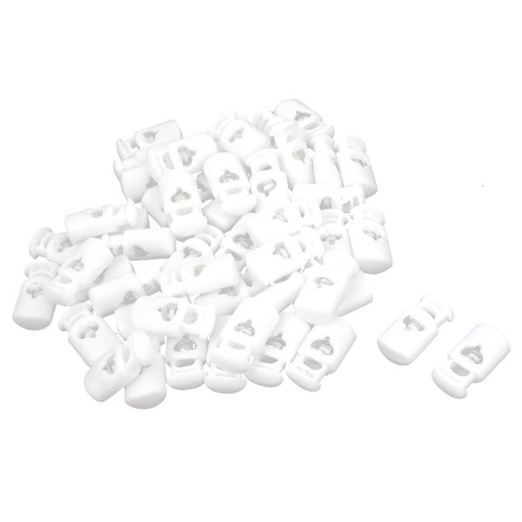 Uxcell White Plastic Single Hole 5mm Dia Spring Clip Cord Locks Fastener 50 Pcs