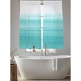 thumbnail image 6 of Aqua White Ombre Semi Sheer Curtains 63 Inch Length 2 Panels Set, Chic Modern Funny Abstract Striped Art Sheer Kitchen Curtain Privacy Voile Window Curtain for Living Room Bedroom Rod Pocket Drapes, 6 of 7