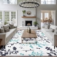 thumbnail image 3 of Area Rug for Living Room, Aqua Grey Botanical Non-Slip Indoor Ex Large Carpet for Bedroom/Dining Room, Watercolor Spring Floral Summer Leaf Washable Rectangle Floor Runner Rugs - 8 x 10 Ft, 3 of 8