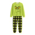 thumbnail image 4 of Moonsky| Green Flannel Christmas Pajamas For Family Parent-child Warm Christmas Set Monster Emoji Printed Home Wear Pajamas Two-piece Mom Set Green Plaid Pants Matching Christmas Pjs For Family S, 4 of 5